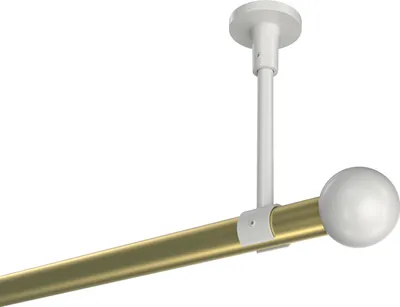 Produktbild von Interdeco Gardinenstange / Vorhangstange Messing-Optik / Weiß, Typ Sonette Luino (Kugel) ohne Ringe, Deckenmontage, 20 mm Ø 1-läufig, 360 cm