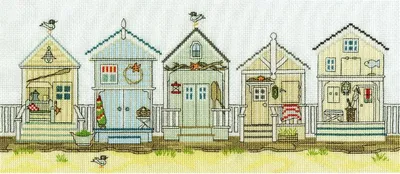 Produktbild von Auslaufmodell Bothy Threads Kreuzstich-Set "Strandhütten", 38x16cm, XSS7, Zählmuster