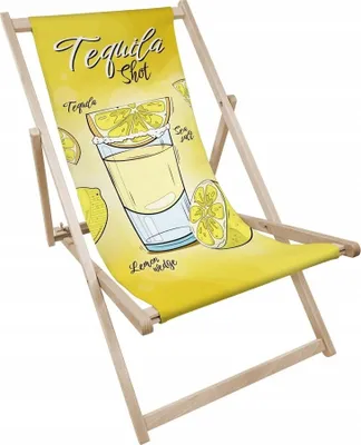 Obrázek produktu pro Skládací dřevěné lehátko s motivem Tequila Shot – plážové lehátko, zahradní lehátko