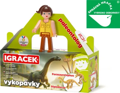 Immagine prodotto di Paleontologo Igráček - statuetta con scavi di dinosauri di Parasaurolophus e Diplodocus