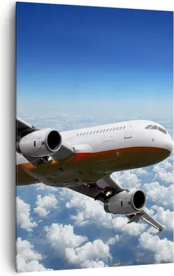 Produktbild von Bild auf Leinwand - Leinwandbild - Einteilig - Passagier Flugzeug Motoren Wolken - 80x120cm - Wand Bild - Wandbilder - Leinwanddruck - Wanddekoration - Leinwand bilder - Wandbild - PA80x120-0375