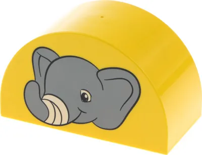 Produktbild von 1x Lego Duplo Bau Stein 2x4x2 gelb doppelt gewölbt bedruckt Elefant 31213pb023