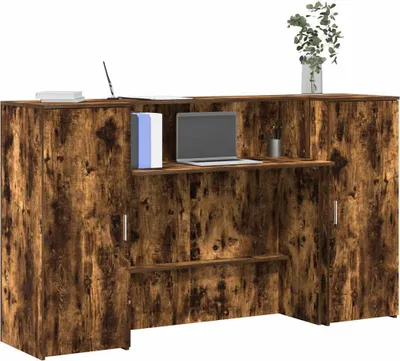 Produktbild von "2026 Promotion" Empfangstheke Räuchereiche 180x50x103,5 cm Holzwerkstoff - Schreibtische CC17880