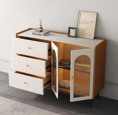Immagine prodotto di Cassettiera moderna in legno bianca credenza bassa mobile soggiorno nuovo
