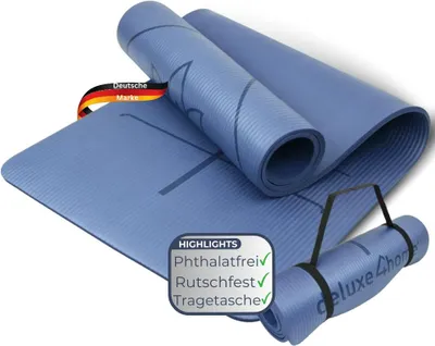 Produktbild von Yogamatte rutschfest KARDY [Mit Tragegurt] 10 mm Dicke | Yoga Matte dick Gymnastikmatte Trainingsmatte Fitnessmatte für Sport , Blau
