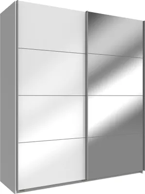 Image de Armoire à portes coulissantes Easy Plus, 135 x 65 x 210 cm, blanc, verre blanc (18582)