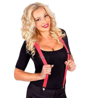 Produktbild von Neon pinke Hosenträger für 80er Jahre Party - Hosen Träger pink