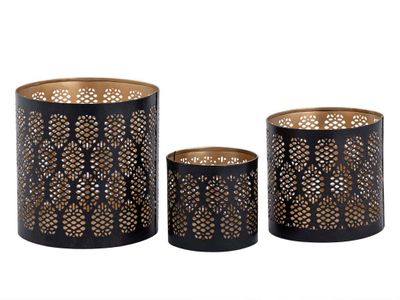 SVJ Home Decorations Teelichthalter Kerza - 14x14x14 cm - Metall - Schwarz