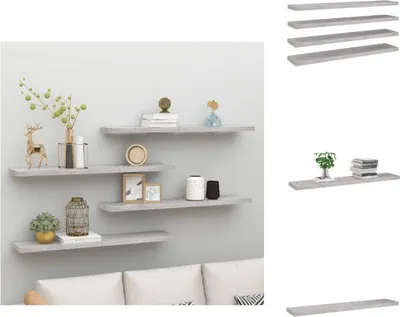 Produktbild von vidaXL Schweberegale 4 Stk. Betongrau 120x23,5x3,8 cm MDF -  Wandregale