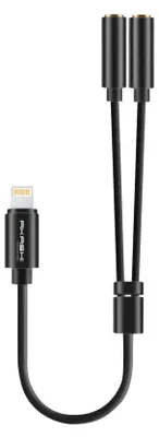 Image de Akashi, Adaptateur audio, Adaptateur Lightning avec 2x 3.5mm connecteurs par Akashi, Noir
