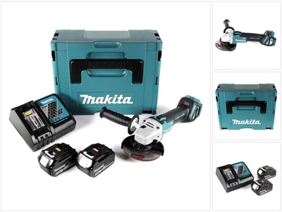 Immagine prodotto di Smerigliatrice angolare a batteria Makita DGA 511 RGJ 18V 125mm brushless + 2x batteria ricaricabile 6.0Ah + caricabatterie + Makpac