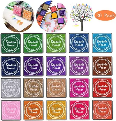 Produktbild von Stempelkissen Set, 20 Farben Stempelkissen Fingerabdruck Set für Stempel Partner Color Card Making und Kids DIY Scrapbooking, 20 Pack