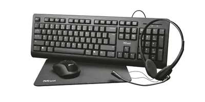 Produktbild von Trust Primo, Kabelgebunden, USB, Membran Key Switch, QWERTZ, Schwarz, Maus enthalten