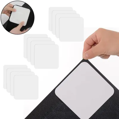 Produktbild von Teppichstopper 12er Set, Anti-Rutsch Pads 10x10 cm, selbstklebend, waschbar & wiederverwendbar, zuschneidbar, für Teppiche & Läufer