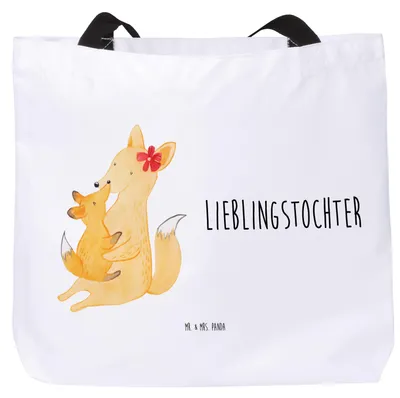 Produktbild von Mr. & Mrs. Panda Tote Bag Fuchs Mama - Weiß - Geschenk, Stoffbeutel, Tochter, Strandtasche, Tasche, Muttertag, Schoß, Reisetasche, Einkaufstasche, Beste