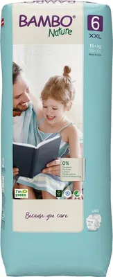 Obrázek produktu pro Bambo Nature 1000019266, Chlapec/děvče, Plena s páskou, 16 kg, Bílá, Sychý zip, Den a noc