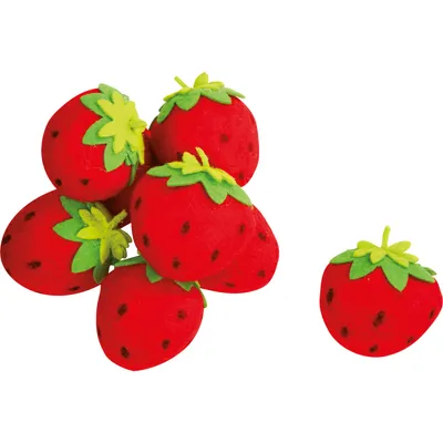 Produktbild von Small Foot Design 4421 Filz-Erdbeeren, Ø 4 cm x 2,5 cm, für Kaufläden, rot, 7-teilig (1 Set)