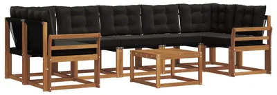 Produktbild von vidaXL Outdoor-Sofagarnitur mit Kissen 8 pcs Natürlich und Schwarz