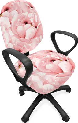 Produktbild von ABAKUHAUS Aquarell Bürostuhl Schonbezug, Weinlese-Blumen-Blüte, dekorative Schutzhülle aus Stretchgewebe, Blassrosa