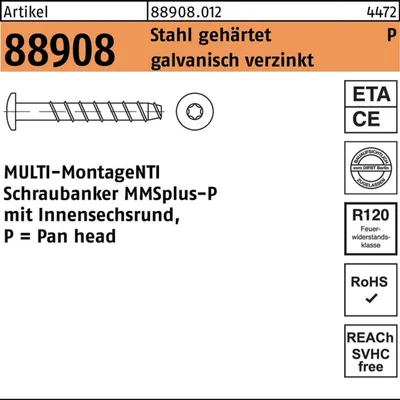 Produktbild von MULTI-MONTI-plus P 7,5 x 40, Rundkopf, T-30, A2K, 100 Stück