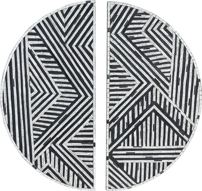 Produktbild von BELIANI Geometrische Wanddekoration Schwarz und Weiß Muster Glas Halbkreise modern Minimalistisch