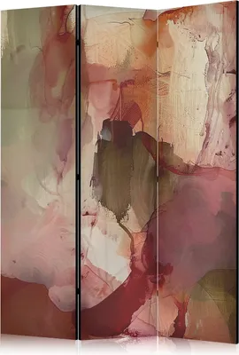Produktbild von 3-teiliger Doppelseitiger Vlies Paravent - Rose Abstraction - Spilled Watercolor Paint in Spring Colors 135x172 cm Abstrakt a-H-10034-z-a