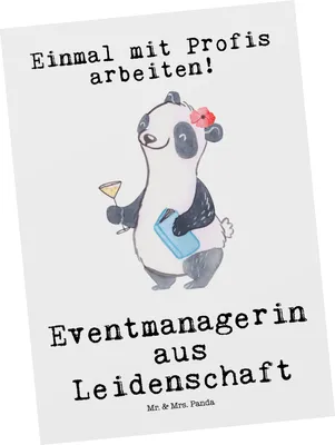 Produktbild von Mr. & Mrs. Panda Postkarte Eventmanagerin Leidenschaft - Weiß - Geschenk, Beruf, bildkarte, Grußkarte, Lustig, Ansichtskarten, Ansichtskarte, Spruch, Witzig, Postkarten