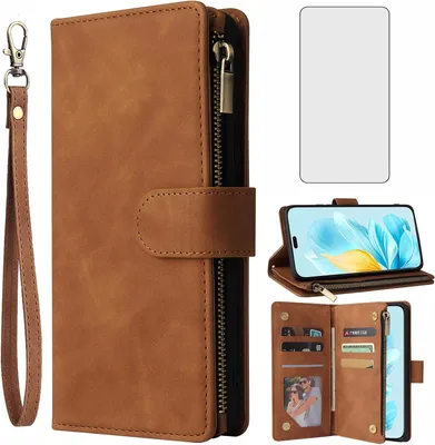Imagen del producto de Funda de cuero tipo libro, con 6 compartimentos para tarjetas, para Honor 200 Lite