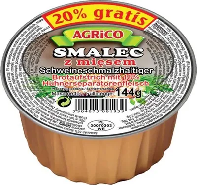 Produktbild von Agrico "Smalec z mięsem" Schweineschmalz 144g