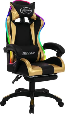 Obrázek produktu pro herní židle vidaXL s RGB LED světly zlatá a černá umělá kůže