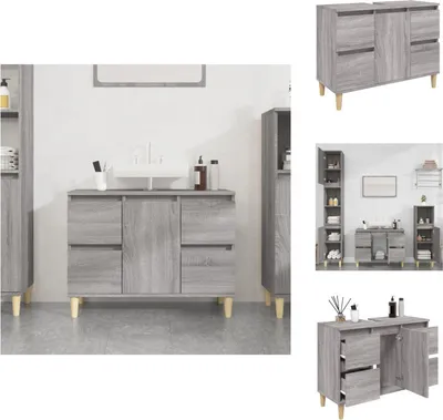 Produktbild von vidaXL Waschbeckenunterschrank Grau Sonoma 80x33x60 cm Holzwerkstoff -  Badezimmerwaschtische