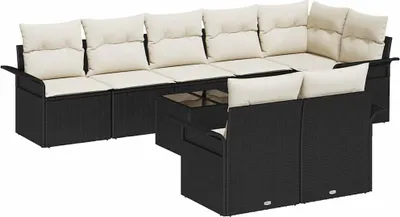 Obrázok produktu pre vidaXL Záhradný nábytok s úložným priestorom 9 ks Čierny Poly-rattan