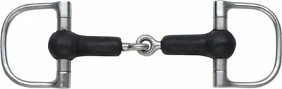 Immagine prodotto di Shires - Snaffle in gomma con anello a D singolo ER819 (5,5 pollici) (nero/argento)