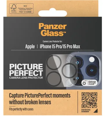 Produktbild von PanzerGlass ® PicturePerfect Kameraschutz iPhone 15 Pro | 15 Pro Max, Apple, Apple - iPhone 15 Pro Max, Apple - iPhone 15 Pro, Trockene Anwendung, Kratzresistent, Schockresistent, Transparent, 1 Stück(e)