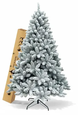 Zdjęcie produktu dla Sztuczne drzewko świąteczne, 150 cm, z efektem śniegu i metalową podstawą