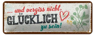 Produktbild von Blechschild Spruch 27x10cm Und vergiss nicht Glücklich zu sein!