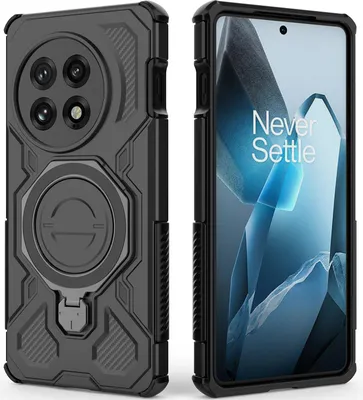 Produktbild von Robuste Handyhülle für OnePlus 13 mit Ringhalter Ständer Stoßfest, Magnetisch, Dual-Layer Schutz Schwarz