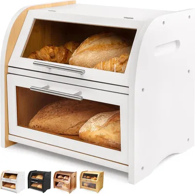 Produktbild von Apace Living Bambus Brotkasten mit Belüftung und Sichtfenster, Großer Brotaufbewahrungsbehälter