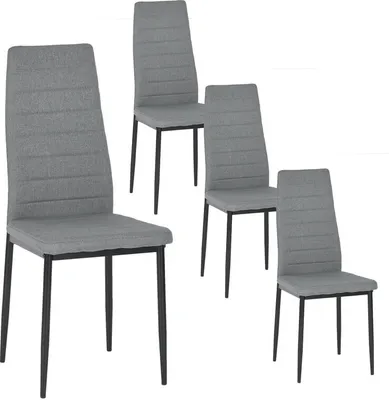 Image de HJ WeDoo set de 4 chaises de salle à manger, chaise de cuisine en tissu avec revêtement en toile et structure en métal, chaise de salle à manger, 125 kg, gris