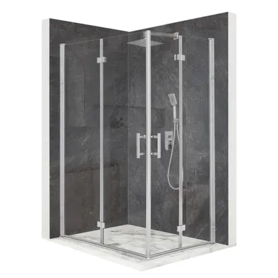 Zdjęcie produktu dla Kabina prysznicowa 90x80cm drzwi uchylne srebrna szkło ESG 6mm + powłoka