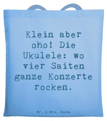 Produktbild von Mr. & Mrs. Panda Beutel Spruch Ukulele Magie - Sky Blue - Geschenk, Schultasche, Lernen, Saiteninstrument, Tote Bag, Jutebeutel, Hawaii, Lieder, Musik machen, Jutetasche