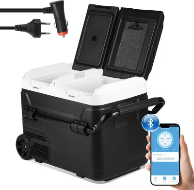Produktbild von Ikodm Kompressor Kühlbox Elektrisch 50 Liter, Kühltruhe mit APP-Steuerung, USB-Anschluss, Gefrierschrank, Räder, 12/24V, 240V Kühlschrank bis -20 °C