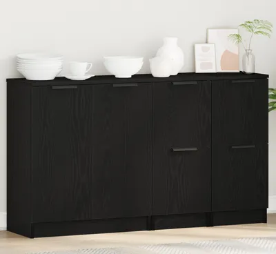 Produktbild von Sideboard 3 pcs Schwarz Eichen-Optik Holzwerkstoff