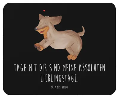 Produktbild von Mr. & Mrs. Panda Mousepad Hund Dackel - Schwarz - Geschenk, Süß, Mauspad, Mouse Pad, pc, mausteppich, Hunde, Sprüche