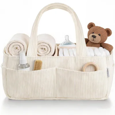 Immagine prodotto di Organizer per fasciatoio - Organizer con scomparti - Scomparti rimovibili - 36,5 x 23 x 20 cm - Beige - Per fasciatoio e viaggi