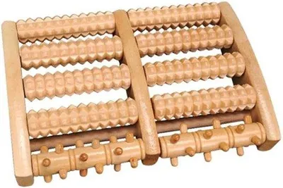 Produktbild von Famanu Fußmassagegerät - Fußmassagerolle für Plantarfasziitis - Holzfarbe - 27,5 x 19 x 5 cm