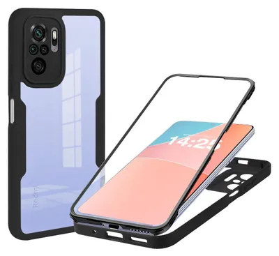 Produktbild von 360 Grad Handyhülle für Xiaomi Redmi Note 10 Pro Full Cover Rundum Schutz Farbe: Schwarz