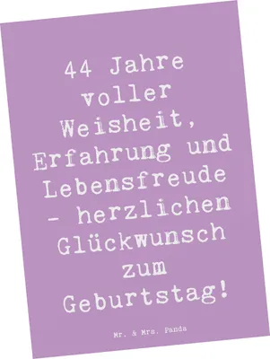 Produktbild von Mr. & Mrs. Panda Postkarte Spruch 44. Geburtstag - Lavendeltraum - Geschenk, Handgefertigt, Postkarten, Fotokarte, Ansichtskarten, feiern, Alter, einzigartiges, Zuneigung