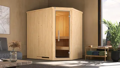 Produktbild von Elementsauna VARBERG Eck 1 GT, OS 7,5 KW x B x T x H x 194 x 144 x 199
