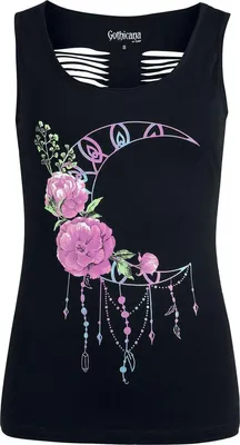 Produktbild von Gothicana by EMP Damen schwarzes Top mit Print und Cut-Outs M